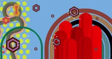 70 'lerin Retro Arkaplan animasyonu ile Groovy 1970' lerin sanat videosu. Minimalist Vintage tasarımı, eski moda renk çizimi.