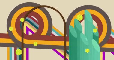 70 'lerin Retro Arkaplan animasyonu ile Groovy 1970' lerin sanat videosu. Minimalist Vintage tasarımı, eski moda renk çizimi.