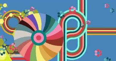 70 'lerin Retro Arkaplan animasyonu ile Groovy 1970' lerin sanat videosu. Minimalist Vintage tasarımı, eski moda renk çizimi.