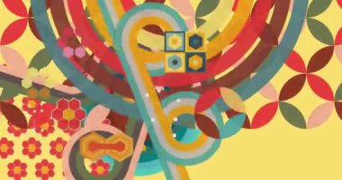 70 'lerin Retro Arkaplan animasyonu ile Groovy 1970' lerin sanat videosu. Minimalist Vintage tasarımı, eski moda renk çizimi.