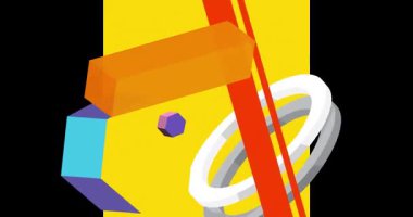 Metin için yeri olan geometrik grafik retro tema arkaplan animasyonu. Asgari geometrik elementler çerçeve video. Reklam için klasik soyut şekiller.