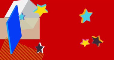 Metin için yeri olan geometrik grafik retro tema arkaplan animasyonu. Asgari geometrik elementler çerçeve video. Reklam için klasik soyut şekiller.