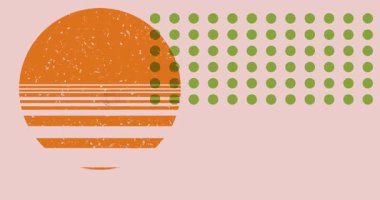 Renkli geometrik şekiller animasyon. Moda riso grafik tasarımlı nesne. Geometri ögeleri soyut risograph doku tarzı video.