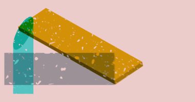 Renkli geometrik şekiller animasyon. Moda riso grafik tasarımlı nesne. Geometri ögeleri soyut risograph doku tarzı video.