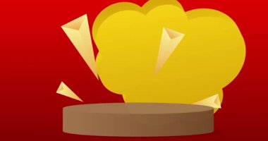 Mokup ürün animasyon, silindir kaide podyumu. Sunum için sahne gösterisi videosu.