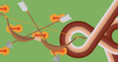 Eskiler 'in okuyla 70' lerin geçmiş animasyonu. Eski moda silah 1970 'lerin sanat videosu. Minimalist Vintage tasarımı, eski moda renk çizimi.