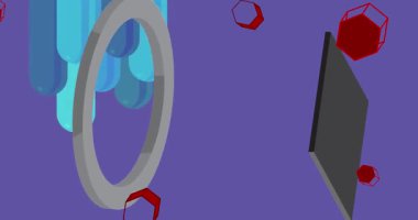 Metin için yeri olan geometrik grafik retro tema arkaplan animasyonu. Asgari geometrik elementler çerçeve video. Reklam için klasik soyut şekiller.