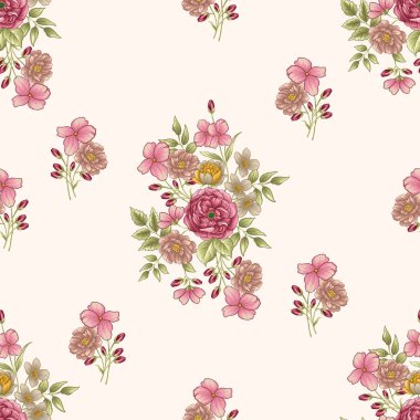 Gül, vektör çizim çiçek seamless modeli