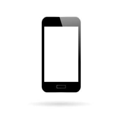 Boş ekranlı cep telefonu beyaz ekranda izole edildi