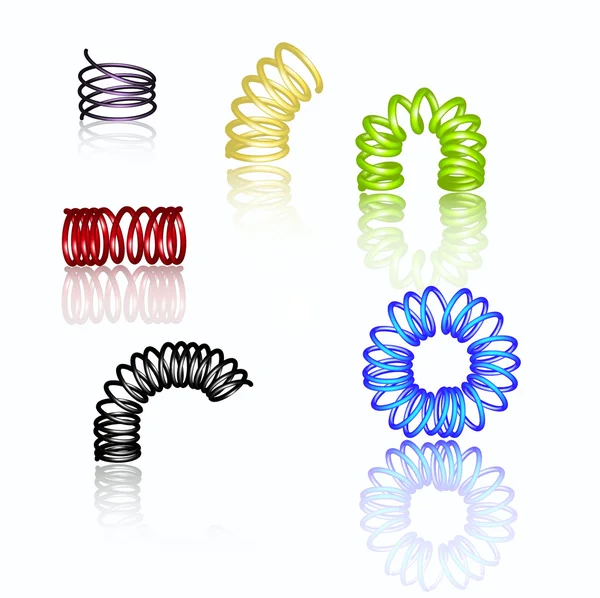 Reeks van kleurrijke 3d springs — Stockvector