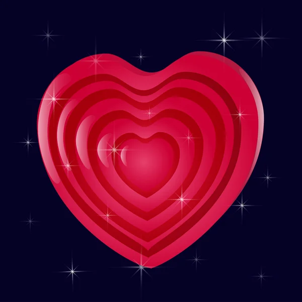 Kırmızı kalp kart — Stok Vektör