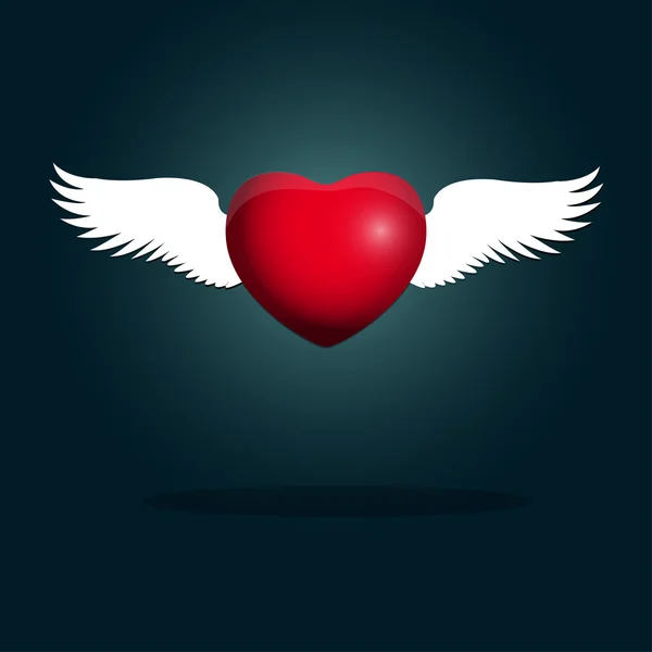 Red heart with wings — Stock Vector