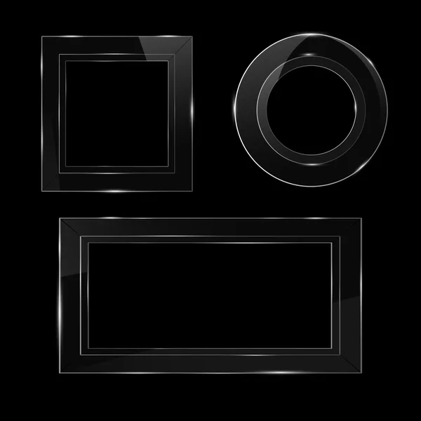 Marco de vidrio sobre fondo negro — Archivo Imágenes Vectoriales