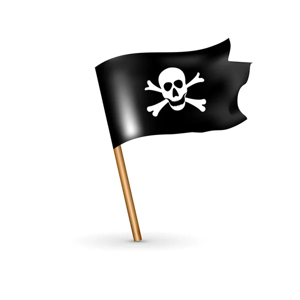 Bandera negra con cráneo, piratas — Vector de stock