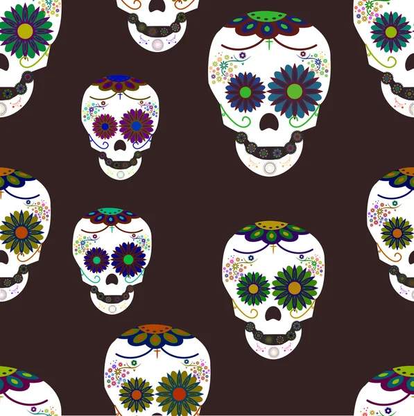 Mexicaanse suiker schedel patroon — Stockvector