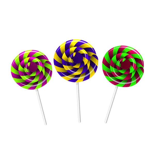 Three colorful lollipops — Stock Vector