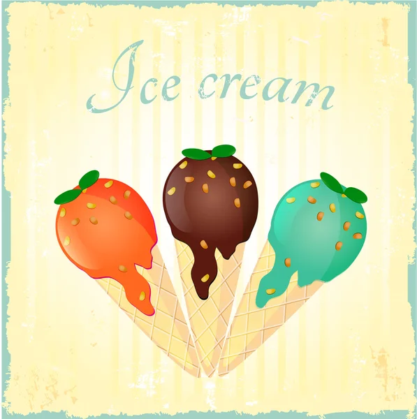 Collection de crème glacée sur fond grunge — Image vectorielle