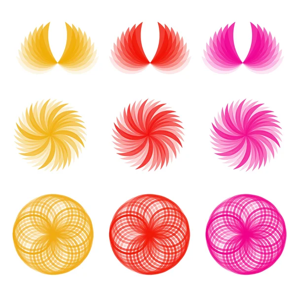 Set of icons colorful flowers — Stock Vector