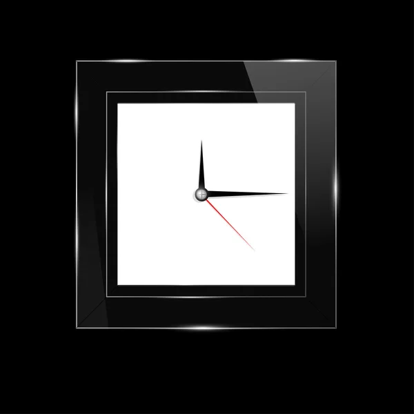 Black and white glass clock — Stock Vector