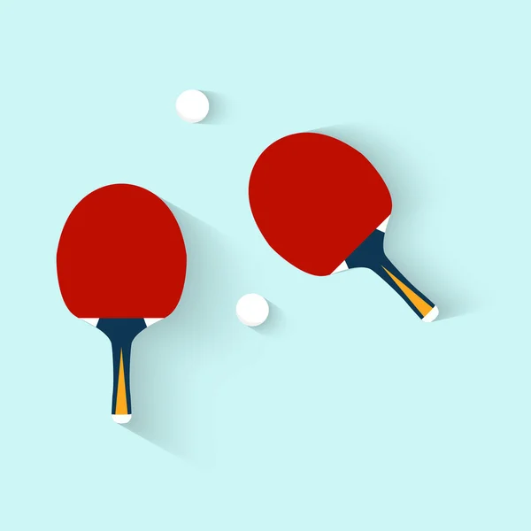 Twee rackets en bal voor tafeltennis — Stockvector