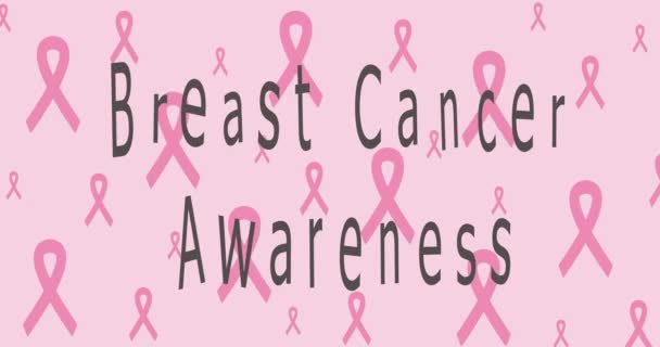 Welttag Des Brustkrebsbewusstseins Krebsbewusstsein Mit Rosa Schleife Moderner Stil Logo — Stockvideo