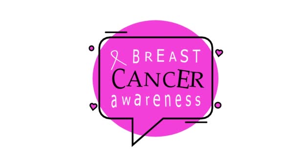 世界乳腺癌宣传日 粉红丝带癌症意识 10月份提高认识运动的现代风格标志动画 — 图库视频影像