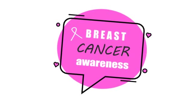 Wereld Borstkanker Bewustmakingsdag Roze Lint Kanker Bewustzijn Moderne Stijl Logo — Stockvideo