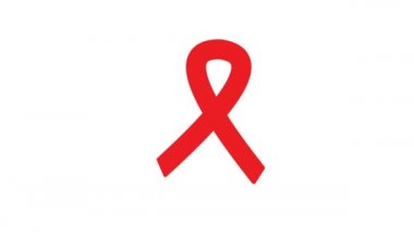AIDS farkındalık kurdelesi. Kırmızı kurdele HIV. Tıbbi bir tema hakkında bilgi animasyonu. Kırmızı Kurdele Farkındalığı. Dünya AIDS Yetimleri Günü. Dünya AIDS Günü