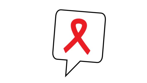意識のリボンを助けます 赤いリボンHiv 医療をテーマにした情報アニメーション 赤いリボンの意識 世界エイズ孤児の日 世界エイズデー — ストック動画