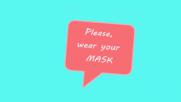 Vänligen Bär Din Mask Tal Bubbla Affisch Animation — Stockvideo