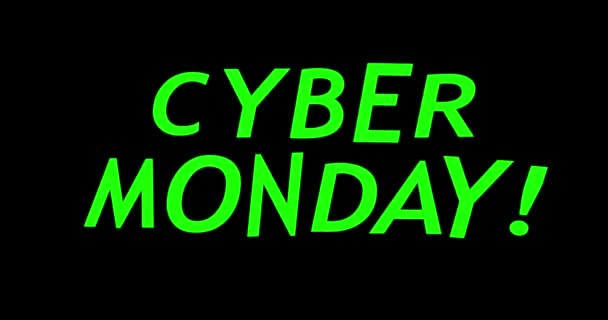 Siber Senin Neon Animasi Konsep Penjualan Hari Senin Cyber — Stok Video