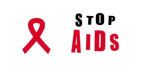 Aids Awareness Ribbon Red Ribbon Hiv Information Animation Medical Theme — Stock Video