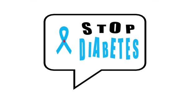 糖尿病を止めなさい 世界糖尿病 医療用アニメーション 医学的概念 11月の意識キャンペーンのための現代的なスタイルのロゴイラスト — ストック動画