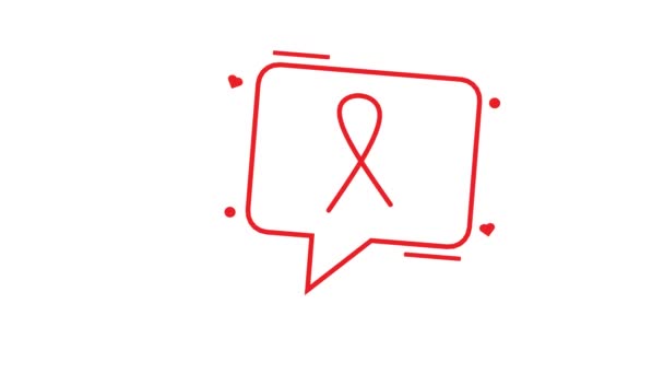 意識のリボンを助けます 赤いリボンHiv 医療をテーマにした情報アニメーション 赤いリボンの意識 世界エイズ孤児の日 世界エイズデー — ストック動画
