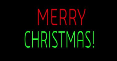 Neon harfli mutlu noeller. Mutlu noeller. Kutlama. Tebrik kartı. Canlandırma