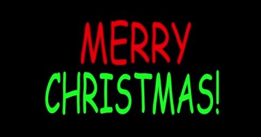 Neon harfli mutlu noeller. Mutlu noeller. Kutlama. Tebrik kartı. Canlandırma