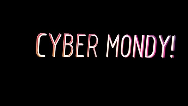 Cyber Monday Neon Cyber Monday Sale Konzept Animation — Stockvideo