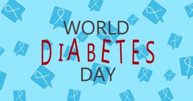 Dünya Diyabet Günü. Diyabeti durdurun. Tıbbi animasyon. Tıbbi konsept. Kasım ayı farkındalık kampanyaları için modern tarz logo illüstrasyonu.