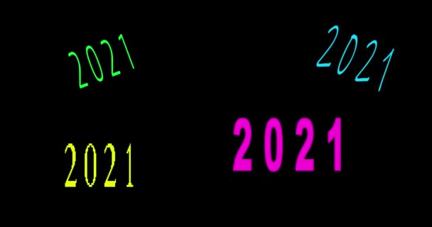 Año Nuevo 2021 2021 Números Centro Animación — Vídeo de stock