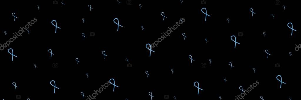 Blue ribbon diabetes awareness. Modern style logo illustration for november month awareness campaigns. Long Banner