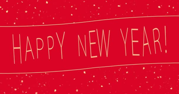 Feliz Año Nuevo Banner Largo Oro Negro Fondo Rojo Año — Vídeos de Stock