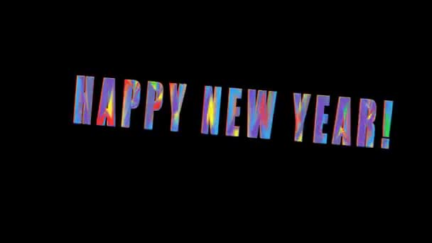 Fericit Nou Lung Banner Aur Negru Fundal Roșu Anul Nou — Videoclip de stoc