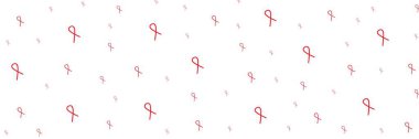 Kırmızı kurdele AIDS farkındalığı. Aralık ayı farkındalık kampanyaları için modern tarz logo illüstrasyonu. Dünya AIDS Yetimleri Günü. Dünya AIDS Günü Uzun Sancak