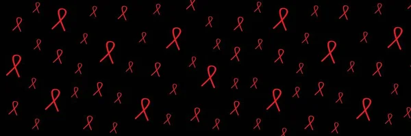 Red Ribbon Aids Awareness Modern Style Logo Illustration December Month — Stock Photo, Image