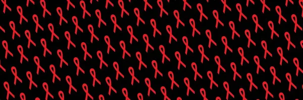 Kırmızı kurdele AIDS farkındalığı. Aralık ayı farkındalık kampanyaları için modern tarz logo illüstrasyonu. Dünya AIDS Yetimleri Günü. Dünya AIDS Günü Uzun Sancak