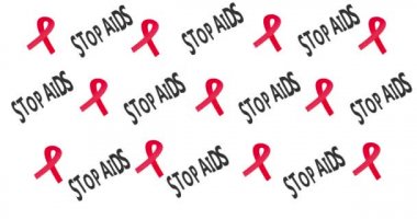 AIDS 'i durdurmak, AİDS farkındalık kurdelesi. Kırmızı kurdele HIV. Tıbbi bir tema hakkında bilgi animasyonu. Kırmızı Kurdele Farkındalığı. Dünya AIDS Yetimleri Günü. Dünya AIDS Günü.