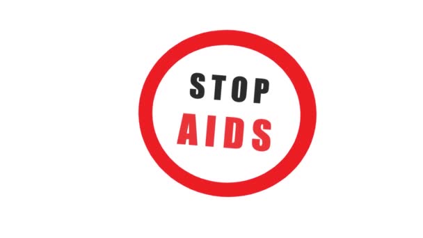 エイズを止め 意識のリボンを助ける 赤いリボンHiv 医療をテーマにした情報アニメーション 赤いリボンの意識 世界エイズ孤児の日 世界エイズデー — ストック動画