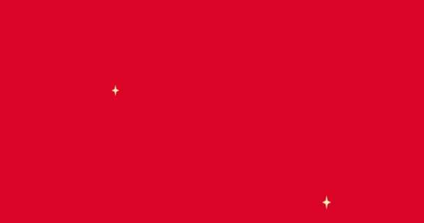 Estrellas Brillan Fondo Efecto Animación Pantalla Roja Decoración Navidad Feliz — Vídeos de Stock