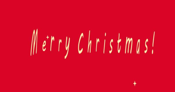 Estrellas Brillan Fondo Efecto Animación Pantalla Roja Decoración Navidad Feliz — Vídeos de Stock