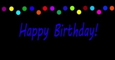 Mutlu doğum günü animasyonları. Kutlama. Renkli harfler. doğum günü kartı